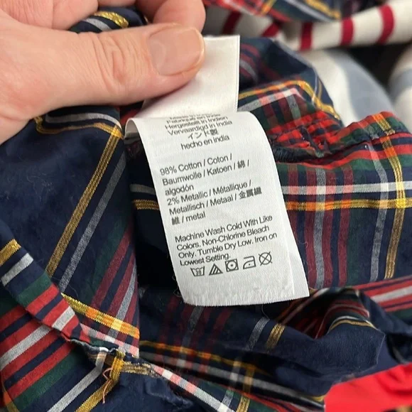 🎄🎅Crewcuts holiday Christmas Girl poplin metallic plaid ruffle blouse - Picture 5 of 5